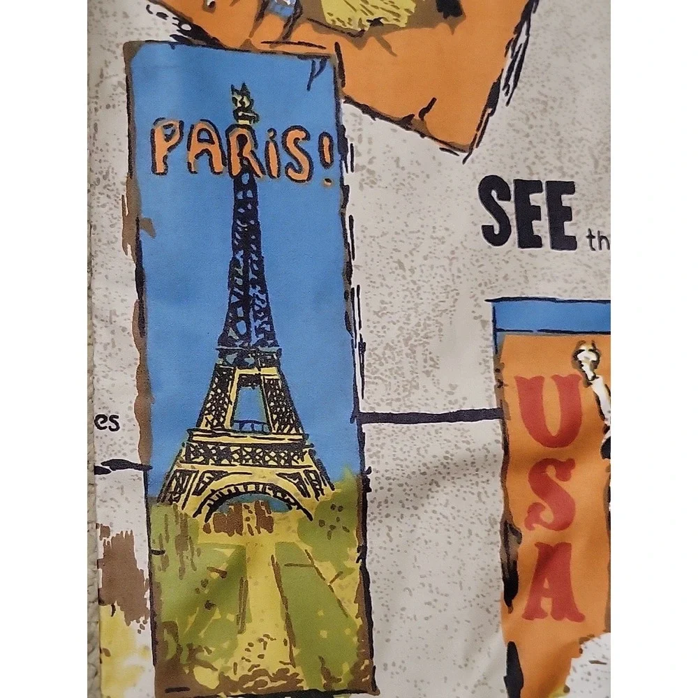 Vintage Gabrielle Cie Fabric 108x46 Travel Global Print Vat Preshrunk Mid Centry